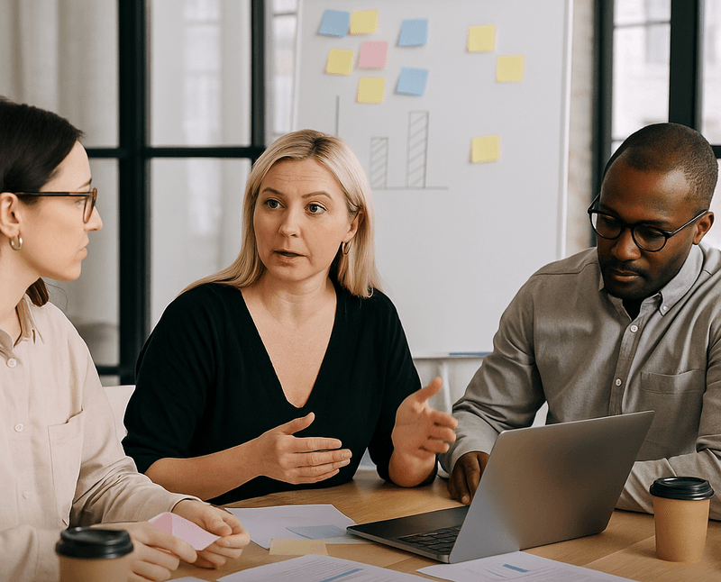 HR and People leaders collaborating on career paths and job leveling framework