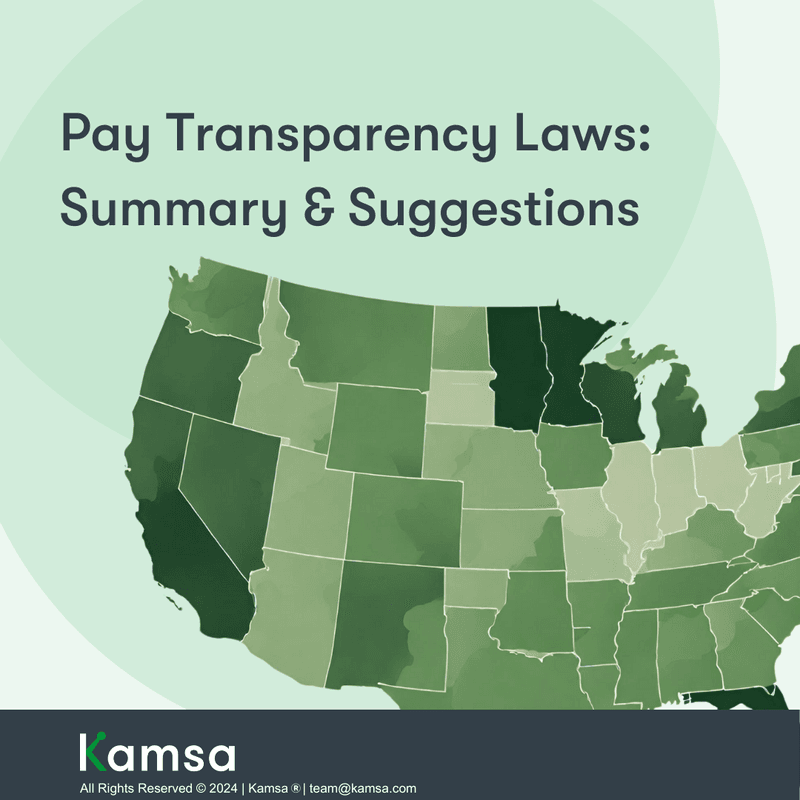 Photo shows a map of the United States in Green with Pay Transparency Coding